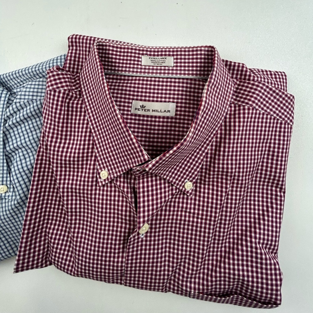 Peter Miller SZ XL Lot Of 2 Long Sleeve Button Down Dress Shirts Casual Plaid - Picture 3 of 7